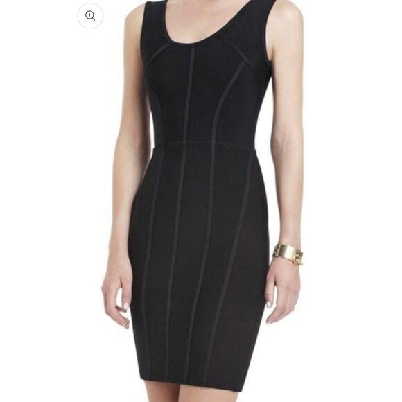 BCBG Max Azira Black Bandage Tank Dress Exposed Zipper Size S Y2K - Picture 1 of 4